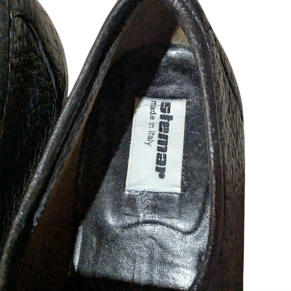 STEMAR Vintage Loafers Black Leather 10.5 Aligator Croc Made in Italy Old Money - Picture 9 of 10